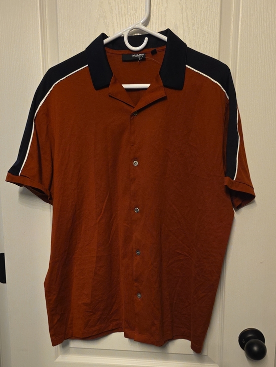 Murano Other - Murano Men's Rust Button-Down Shirt with Black Trim